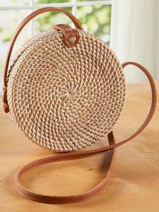 Bolso de Hombro de Ratán Tejido a Mano para Mujer, Bolso de Mimbre Natural de Vietnam para Vacaciones en la Playa, Compras y Uso Casual - Product Image 1