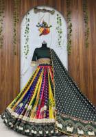 Gaun Tradisional Wanita India dari Katun dengan Rok Bermotif Warna-warni, Model Longgar untuk Perayaan Diwali