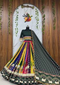 Vestido tradicional indio de algodón para mujer, largo hasta el suelo, con falda estampada colorida, corte holgado, para la celebración de Diwali - Product Image 5