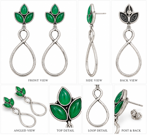 Wholesale Stainless Steel Oxidized <b>Silver</b> <b>Heart</b> Shape Drop <b>Earrings</b> with Agate Stones in Bezel Setting Women-Trendy Gift Jewelry - Product Image 6