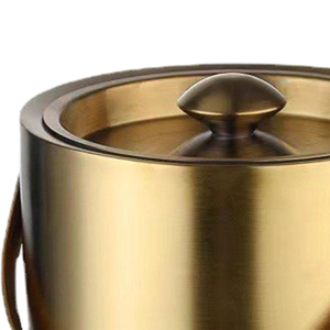 Smooth <b>Gold</b> Insulated <b>Ice</b> <b>Bucket</b> With Double-Walled Metal Interior Elegant Satin Finish Cocktail Barware Luxury Use For Parties - Product Image 3