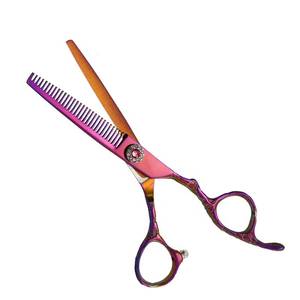 Tijeras de Peluquería Profesionales Reutilizables Ligeras de Acero Inoxidable con Hoja Afilada para Diestros, Mango Largo, Color Arcoíris - Product Image 2