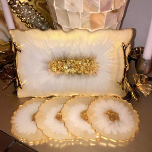 Jewel Acrylic Classic Coasters Gold Accents 3D Hand-painted Customizable Eco-Friendly Custom Engraved for Home & Restaurant Use - Product Image 5