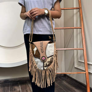 Bolso cruzado de piel de vaca con pelo real con flecos, bolso de mujer occidental, bolso de lujo de cuero genuino, bolso de Venta caliente, regalos para ella - Product Image 2