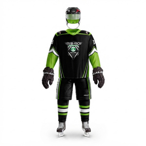 Ensemble d'uniformes de hockey sur glace personnalisés par sublimation, noir et rouge, avec nom du joueur, maillot et pantalon pour homme adulte, sans manches, anti-humidité, hiver - Product Image 3