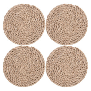 Handmade 4-Piece Round Jute Coaster Set Table Drink Mats by Turning <b>Tool</b> DreamCraft Vietnam - Product Image 4