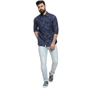 เสื้อเชิ๊ตผ้าสักหลาดลายสก๊อตสำหรับผู้ชายเสื้อคอปกแบบเปิดลงแขนยาว - Product Image 3