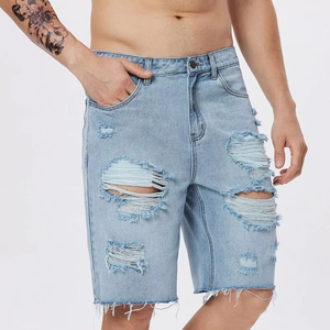 Shorts en jean décontractés pour hommes, dernière conception OEM, écologiques, séchage rapide, couleur unie, haute qualité, style streetwear, prix abordable - Product Image 4