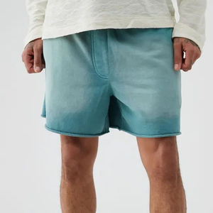 Ensemble short homme vintage délavé à l'acide avec logo personnalisé, tenue streetwear écologique 100% coton respirant anti-plis avec cordon de serrage - Product Image 3