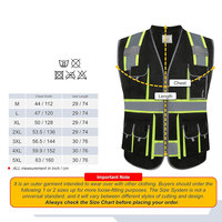 Gilet de sécurité noir haute visibilité avec bandes réfléchissantes et plusieurs poches, vêtements de travail unisexes