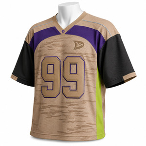 Camiseta de Fútbol Americano para Hombre, Cuello en V, Manga Corta, Malla Transpirable, Números de Equipo Personalizados 99, Morado, Negro, Dorado - Product Image 4