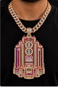 Colgante con temática de Studio City, con diamantes de moissanita, estilo Iced Out, amuleto de joyería de lujo - Product Image 3