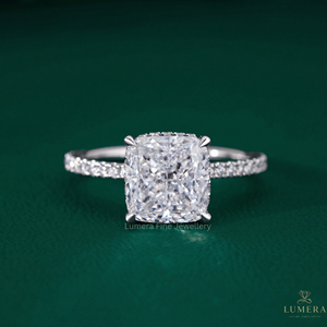 Bague de fiançailles en diamant de laboratoire taille coussin ronde 3,312 carats D E, en or jaune ou blanc massif 9k 10k 14k 18k, alliance de mariage - Product Image 1