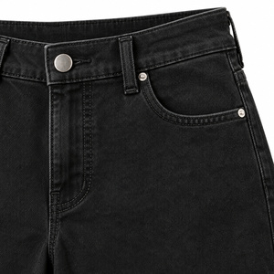 Jeans Negros de Cintura Alta para Mujer, Corte Relajado, Pantalones Vaqueros para Uso Diario con Bordado, Lavado Medio, Talla XL - Product Image 4