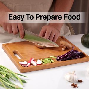 Planche à découper en bambou personnalisée avec 4 compartiments pour servir le fromage, la charcuterie, les produits de boucherie, compatible lave-vaisselle - Product Image 2