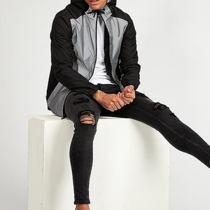 Custom Logo <b>Men's</b> Windbreaker <b>Jacket</b> with Zipper and Hood European and American Plus Size Stand Collar Front Logo - Product Image 2