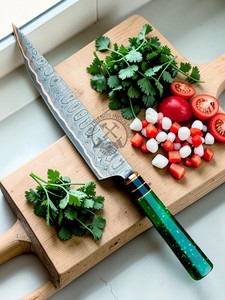Couteaux de cuisine de chef japonais de luxe faits à la main en cuivre Damas, lame de 8 pouces, ambidextres, multi-usages, en résine, vente en gros - Product Image 3