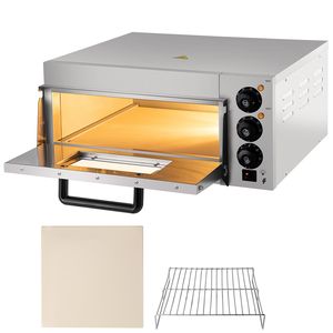 Forno Pizza Commerciale da Banco a Singolo Ripiano da 14 Pollici, 110V 1300W, Elettrico in Acciaio Inossidabile con Base in Pietra, Alimentato a Gas per Panifici - Product Image 1