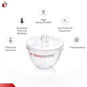 Creuset en quartz Techinstro Premium avec couvercle 1000 ml pour utilisation en laboratoire à haute température - Product Image 2