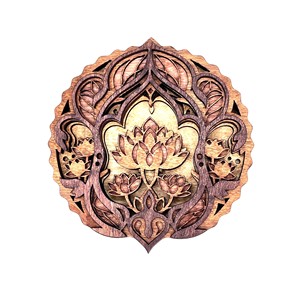 Handcrafted MDF Lotus <b>Flower</b> <b>Wall</b> Art Set - Decorative Wooden <b>Wall</b> Hanging Wholesale - Product Image 4