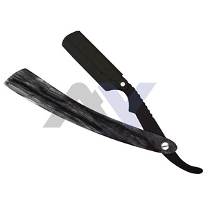 <b>Top</b> Selling Manual Folding Stainless Steel Barber Razor Single Blade with Custom Color Black Powder Coated Finish for Haircut - Product Image 1