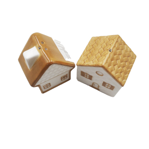 Ensemble salière et poivrière en céramique artisanale émaillée style rustique, décoration de cuisine miniature maison de campagne - Product Image 5
