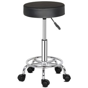 Ha Ha White Bar <b>Stool</b> with Modern Design Round White Metal Frame <b>Adjustable</b> Feet for Kitchen or Bar Use - Product Image 2