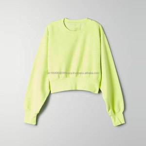 สเวตเชิ้ตคอกลมของผู้หญิงเสื้อครอปของ100% คอตตอนสีเรียบออกแบบโลโก้ของคุณเอง - Product Image 6