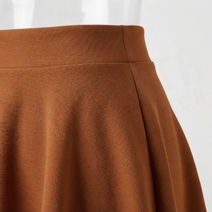 Minifalda de Mujer con Cintura Elástica, Corte en A, Color Sólido, Plisada, Informal, para Todas las Temporadas, Tejido de Punto de Poliéster y Spandex - Product Image 5