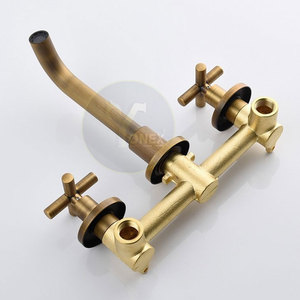 Robinet de salle de bain mural en laiton chromé à double poignée pour bain et douche, vente en gros - Product Image 2