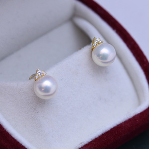 Perles d'eau douce 8-9 mm blanches à forte luminosité, presque parfaites, sur argent S925, version coréenne, style minimaliste, boucles d'oreilles pour femmes - Product Image 1