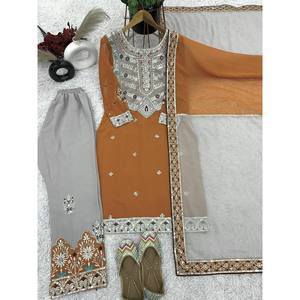 Women's Beautiful <b>Top</b>-Bottom and Dupatta Set with Heavy Embroidery Sequence Work - Product Image 5