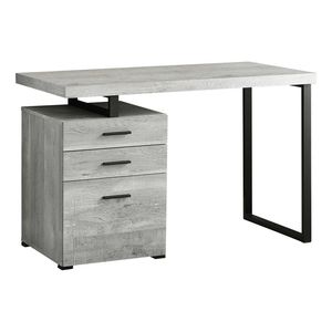 48\"l Contemporary <b>Computer</b> Desk <b>for</b> Home Office Laptop Set-up with <b>Storage</b> Drawers Grey Laminate Black Metal - Product Image 2