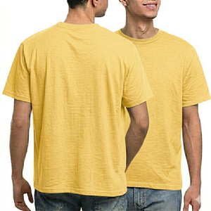 Wholesale <b>Men</b> yellow Plain blank T <b>Shirt</b> Custom Logo Round Neck Cotton Casual Short Sleeve Summer Streetwear fashionable - Product Image 1