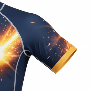 Maillot de compression à manches courtes personnalisé, sublimé, respirant, coutures durables, tissu premium, pour MMA, BJJ, surf et entraînement. - Product Image 5