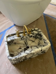 Handmade Vessel Sink Rectangular Calacatta Stone Wash <b>Basin</b> Decor Bathroom Countertop <b>Basin</b> Supplier Manufacturer Export India - Product Image 3