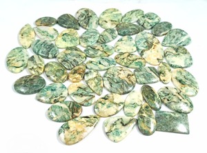 Cabochons en mariposite naturelle en gros, pierres précieuses de créateur, blanc et vert poli, formes et tailles variées pour la fabrication de bijoux - Product Image 2