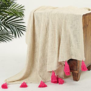 100% Cotton Jacquard Handmade Throw Blanket Classic Collection Fringes 125x150 cm All-Season Bedding Decorative Handmade - Product Image 3