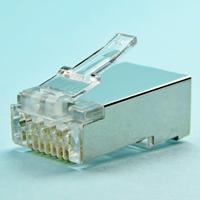 Connecteur RJ45 blindé Cat6 à branchement facile, options de placage or, contacts en bronze phosphoreux 1,1 mm pour câbles rigides/brassés, rapide