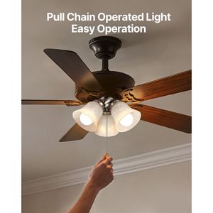Kit de ventilateur de plafond à 6 pales, 3000K, 750lm, 3 lumières, avec interrupteur à chaîne, pour salon, chambre et luminaires de remplacement - Product Image 6