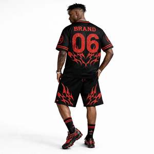 เสื้อฟุตบอลอเมริกันแบบซับลิเมชั่นเต็มตัว ชุดยูนิฟอร์มสโมสรแบบกำหนดเอง ระบายอากาศได้ดี น้ำหนักเบา แขนสั้น ชุดกีฬาสำหรับทุกเพศ บริการ OEM - Product Image 4