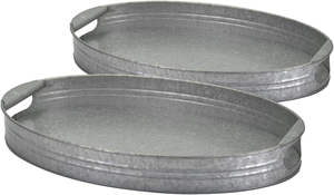 Bandejas galvanizadas decoración de granja bandejas rectangulares de 21,6 "x 14" con asas bandeja decorativa para centros de mesa de centro modernos - Product Image 2