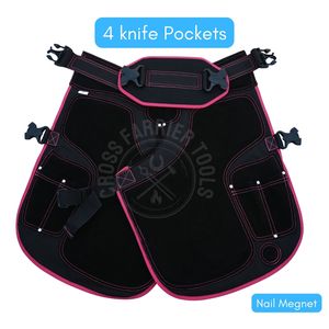 Tablier de fermeur en cuir et toile robuste pour équipement de ferrage, avec aimant pour clous, poches pour couteaux et ajustement réglable, vente en gros - Product Image 3