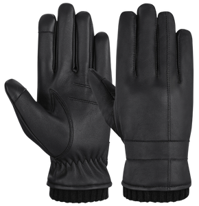 Gants d'hiver imperméables en cuir noir pour hommes, gants complets isolés thermiquement, compatibles avec les écrans tactiles, pour le cyclisme en plein air, décontractés au quotidien - Product Image 1
