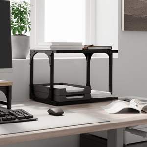 Support d'imprimante en bois d'ingénierie noir à 2 niveaux 16,1''x11''x13,2'' avec organisateur de bureau et tiroir - Product Image 4