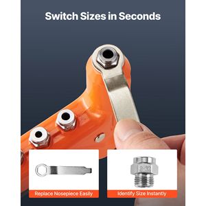 Kit di utensili Rivnut da 9 pollici per uso con una mano, con 8 mandrini e punta a gradini per 80 dadi (metrici e SAE) - Product Image 5