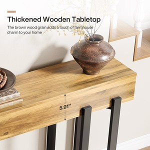 LINEA Black Metal <b>Console</b> <b>table</b> with wooden Top luxury metal <b>console</b> <b>table</b> for living room - Product Image 4