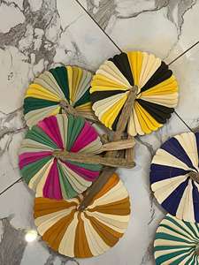 Éventail en feuille de palmier traditionnel fait main, écologique, design personnalisé disponible, décoration intérieure, cadeaux de mariage et d'affaires - Product Image 5