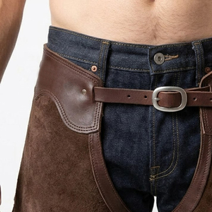 OEM Service Suede Leather <b>Chaps</b> Premium Brown Suede Leather Western Cowboy <b>Riding</b> <b>Chaps</b> With Fringes - Product Image 5