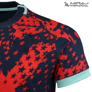 Camiseta de Rugby Deportiva Transpirable de Primera Calidad, Nueva, Moderna, en Rojo y Azul Marino, con Contraste de Color, Buen Proveedor, Absorbe la Humedad - Product Image 6